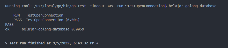 Output koneksi ke database