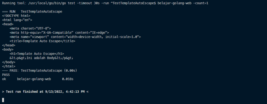 Output kode program XSS