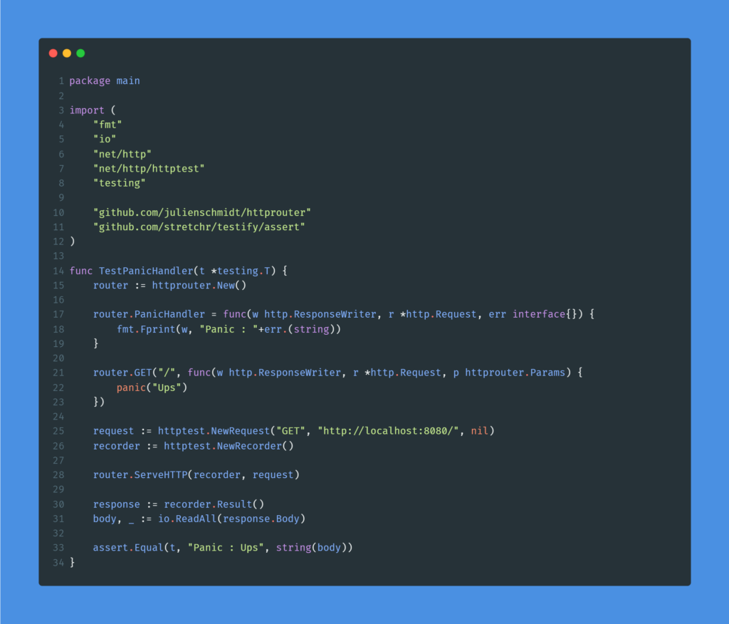 Kode program : Panic handler pada HttpRouter
