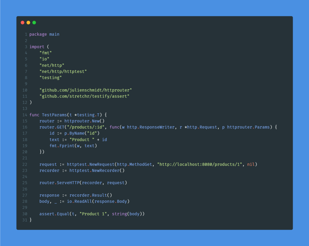 Kode program : HttpRouter dengan params