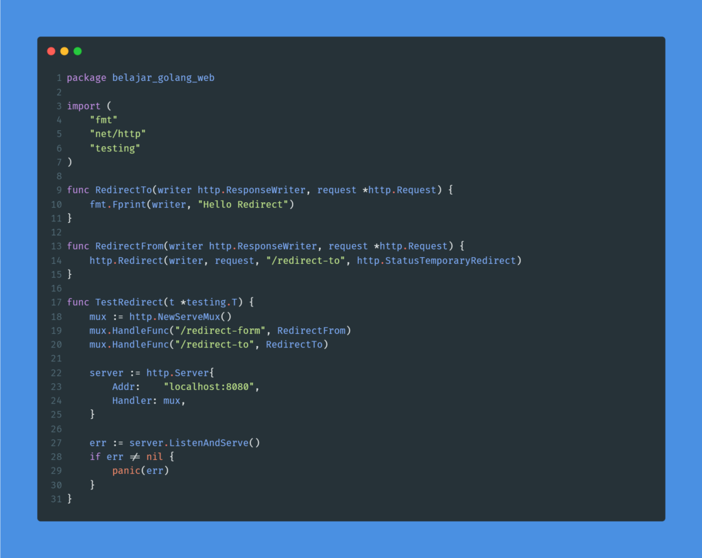 Kode program : Redirect