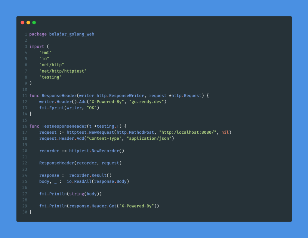 Kode Program : Response Header