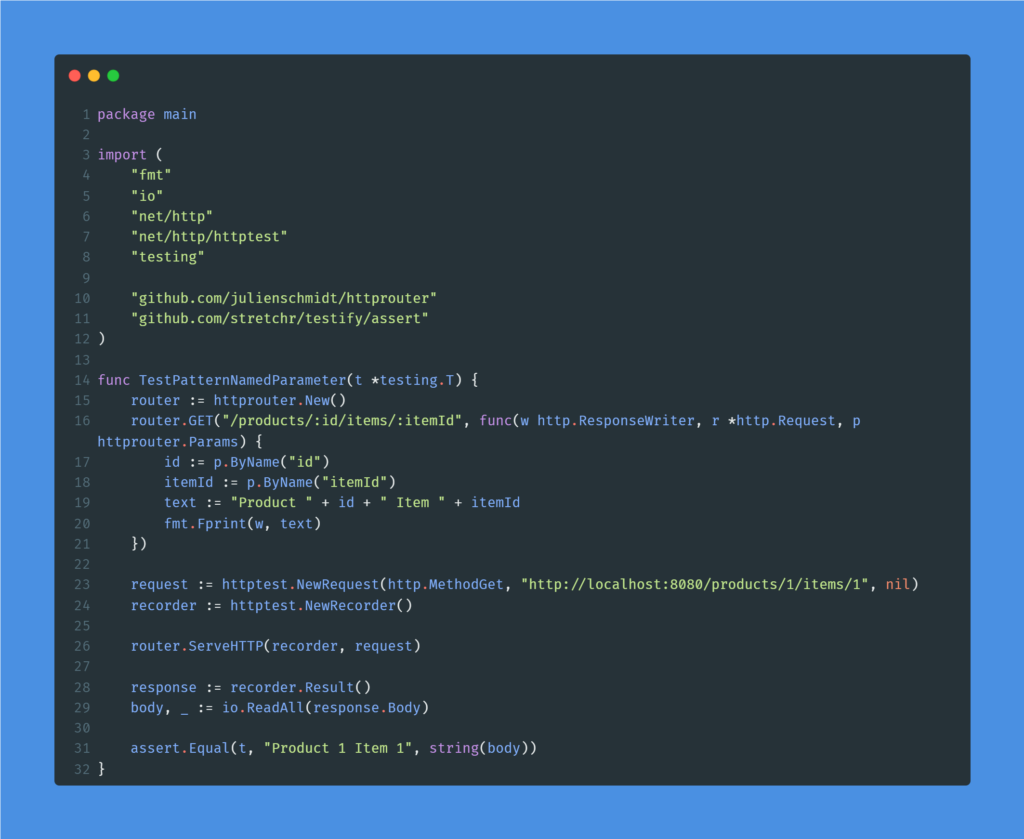 Kode program : HttpRouter dengan named parameter