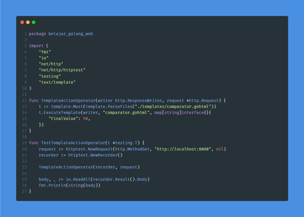 Kode program : Template action comparator