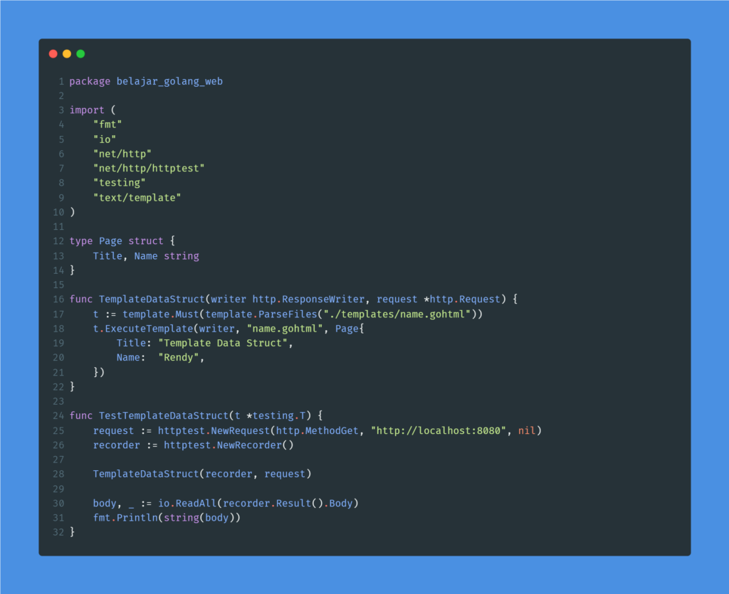 Kode program : Template data struct