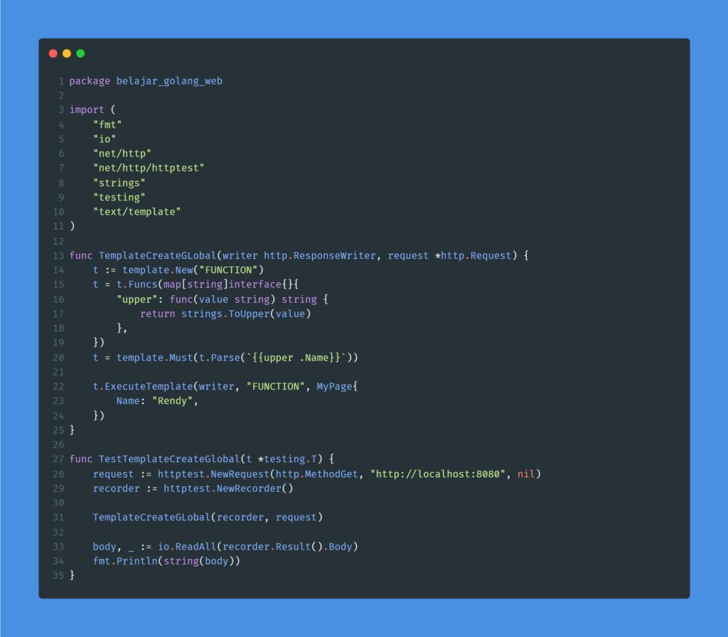 Kode program : Template create global function