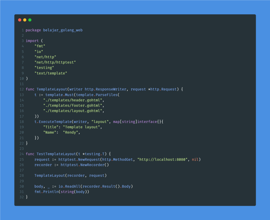 Kode program : Template name
