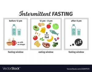 Scheme and concept. eating and fasting windows. Vector illustration. Infographic