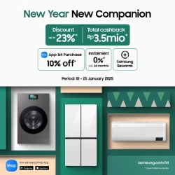 Nikmati diskon hingga 23%, total cashback Rp3,5 juta, dan tambahan 10% off untuk pembelian pertama melalui Samsung Shop App*