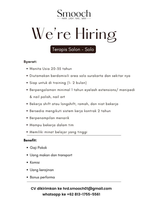 ✨ WE’RE HIRING – TERAPIS SALON ✨