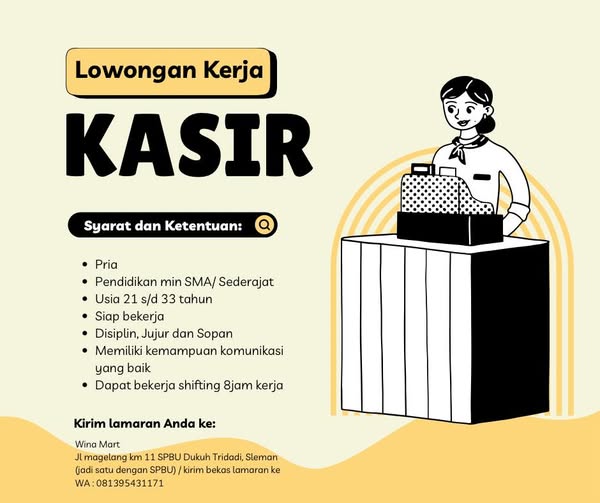 DIBUTUHKAN STAFF KASIR & PRAMUNIAGA