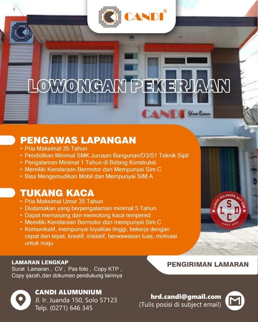 LOWONGAN PEKERJAAN | CANDI ALUMUNIUM