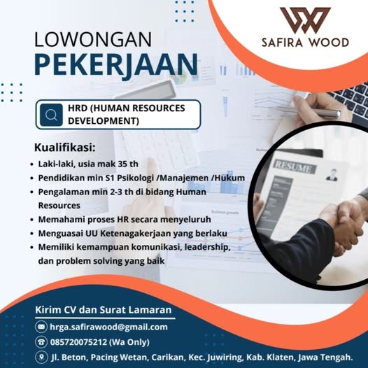 📢 LOWONGAN KERJA – Safira Wood