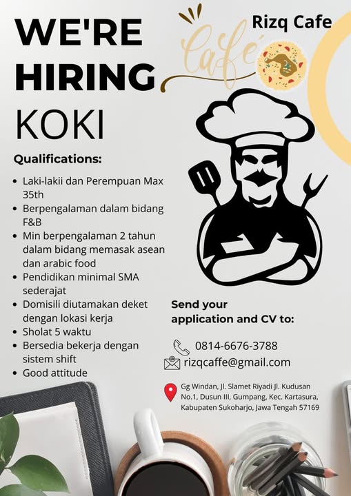 WE’RE HIRING KOKI 👨‍🍳 | Rizq Cafe