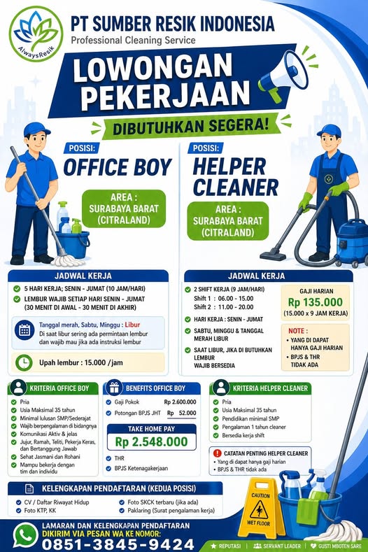 Lowongan gratis area Surabaya