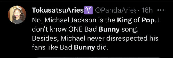 bad dunny king of pop comments