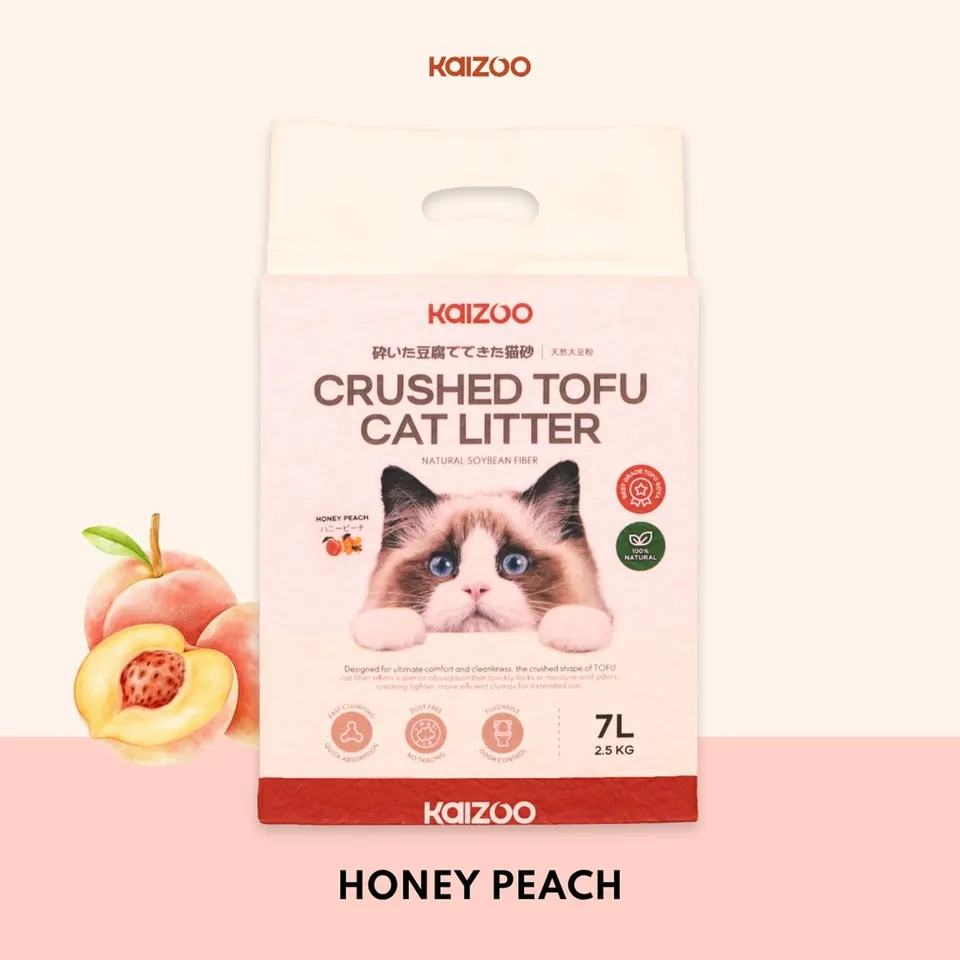 Crushed Tofu Cat Litter 7L - Honeypeach