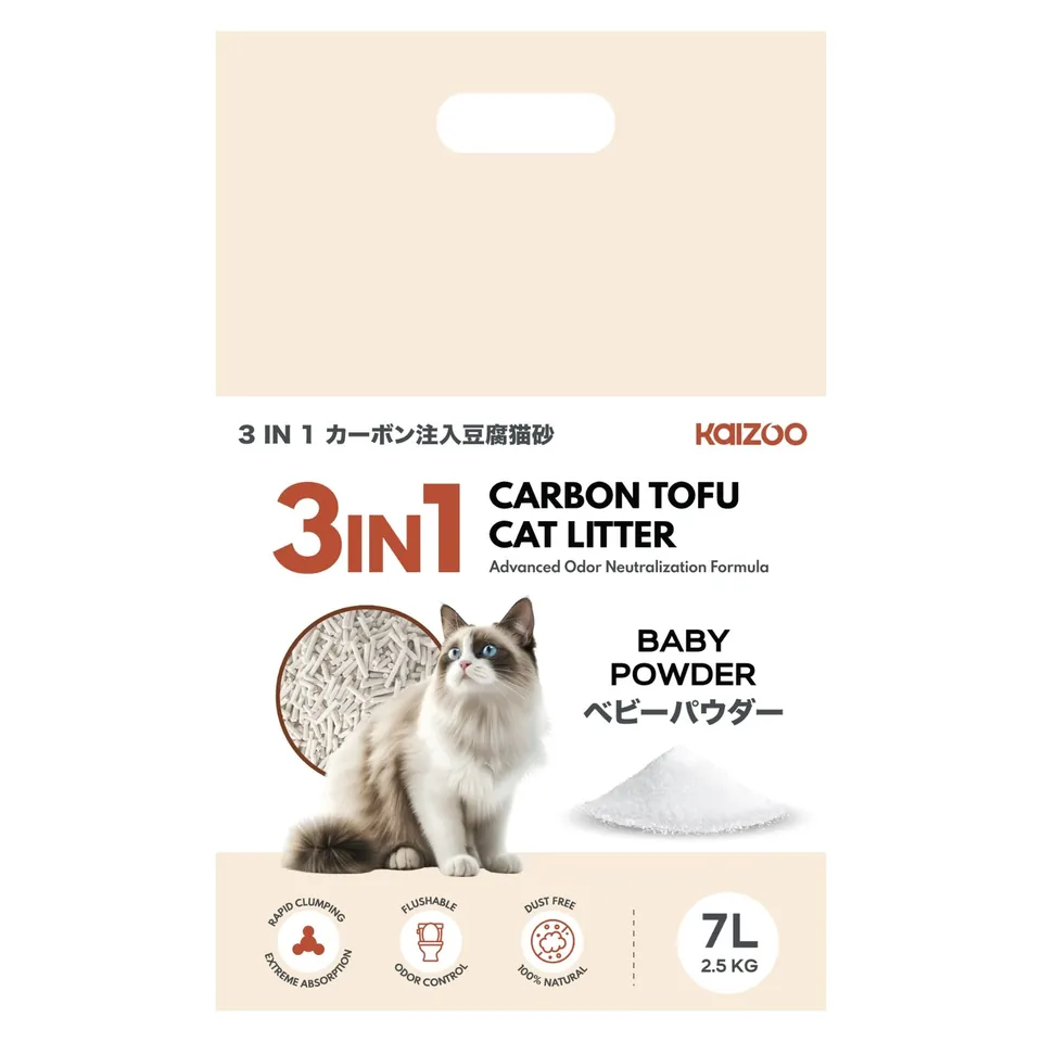 3 in 1 Carbon Tofu Cat Litter 7L - Baby Powder