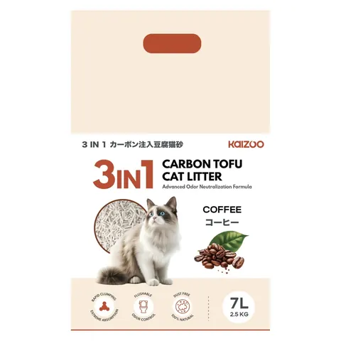 3 in 1 Carbon Tofu Cat Litter 7L - Coffee 2