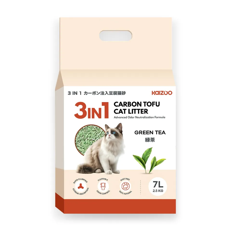 3 in 1 Carbon Tofu Cat Litter 7L - Green Tea
