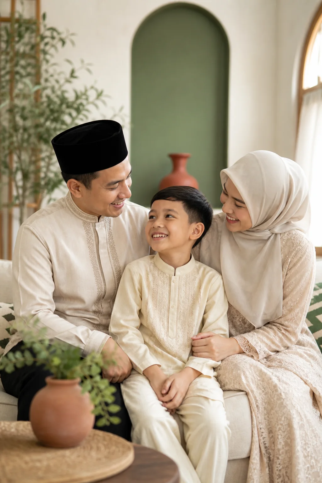 Keluarga Indonesia mendampingi anak dalam perayaan khitanan