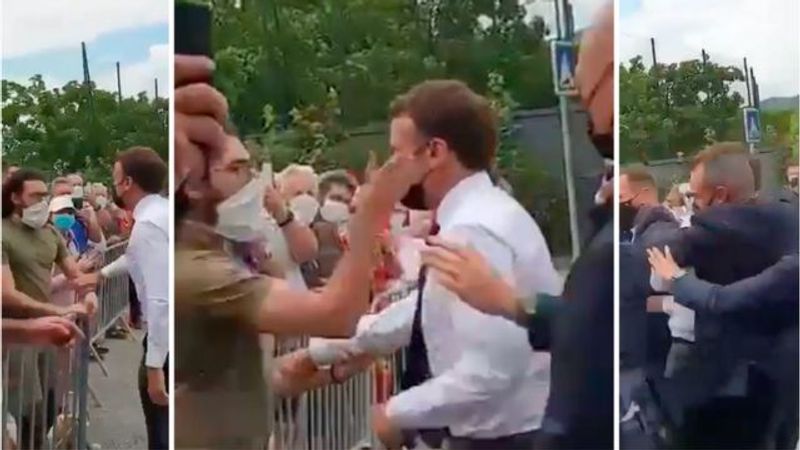macron kena gampar