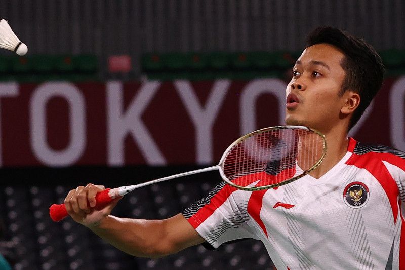 Anthony Sinisuka Ginting saat menghadapi Sergey Sirant