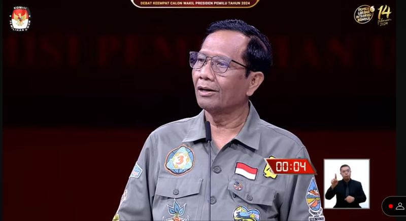 Mahfud MD dalam debat cawapres
