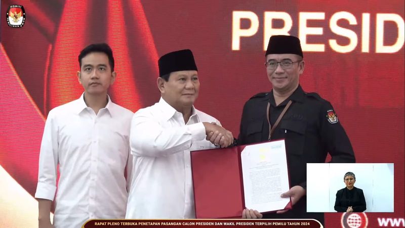 KPU Tetapkan Prabowo-Gibran Presiden 2024-2029