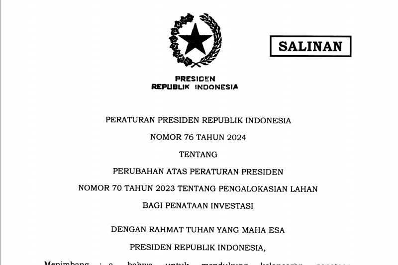 Peraturan Presiden (Perpres) Nomor 76 Tahun 2024