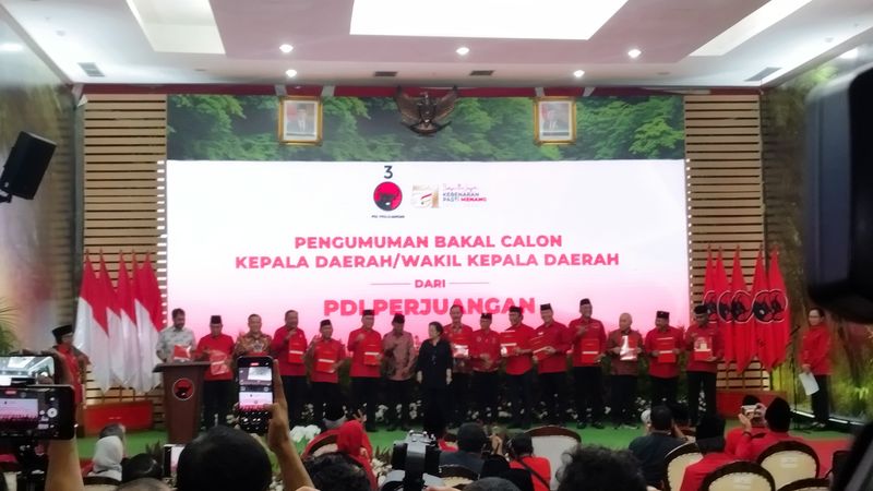 Pengumuman 13 Cagub Cawagub yang diusung oleh PDIP