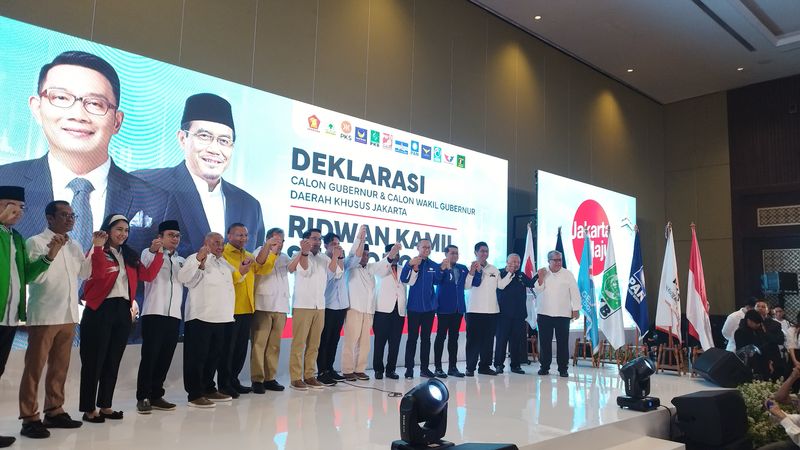 KIM Plus dalam deklarasi mengusung Ridwan Kamil dan Suswono untul Pilgub Jakarta
