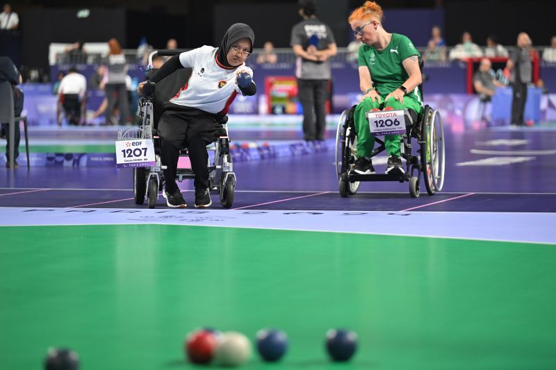 Gischa Zayana dalam pertandingan semifinal Boccia