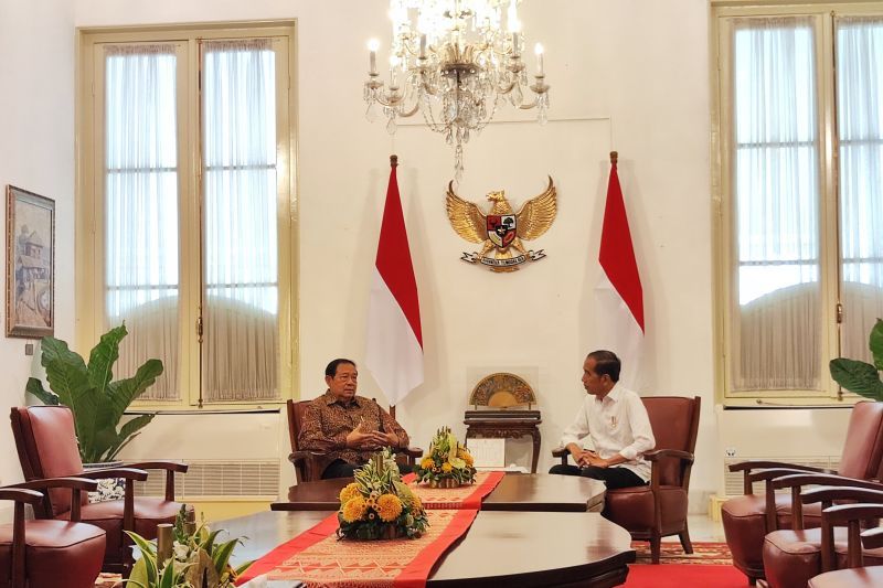 Presiden RI Joko Widodo menerima kunjungan Presiden keenam RI Susilo Bambang Yudhoyono