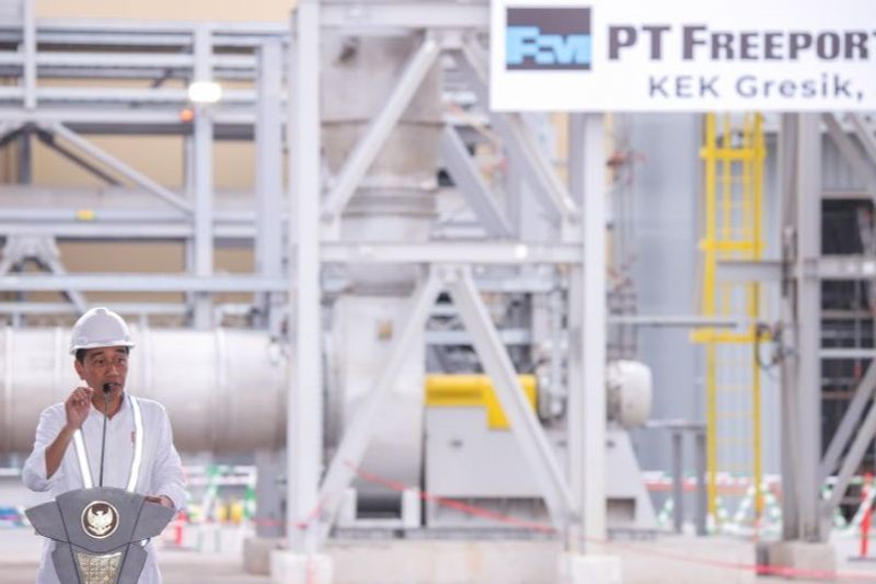 Presiden Joko Widodo saat Peresmian Produksi Smelter PT Freeport Indonesia (PTFI)