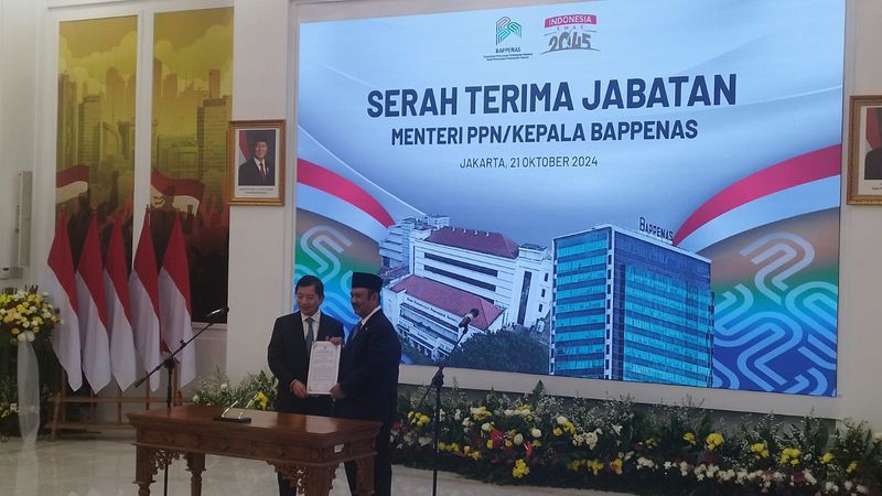 Suharso Monoarfa bersama Menteri PPN/Kepala Bappenas Kabinet Merah Putih Rachmat Pambudy
