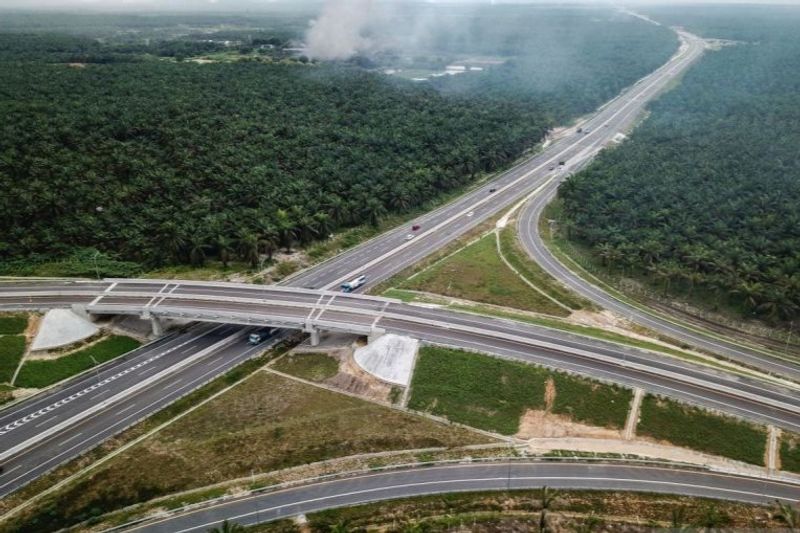 Foto udara Tol Pekanbaru-Dumai di Riau