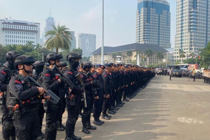 Ilustrasi pengamanan aksi di kawasan Patung Kuda