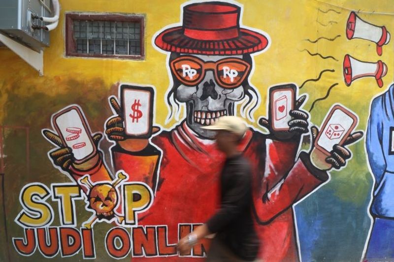 mural bertema cegah judi online di Kediri, Jawa Timur