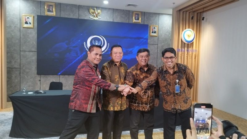 konferensi pers kkp di Gedung Mina Bahari