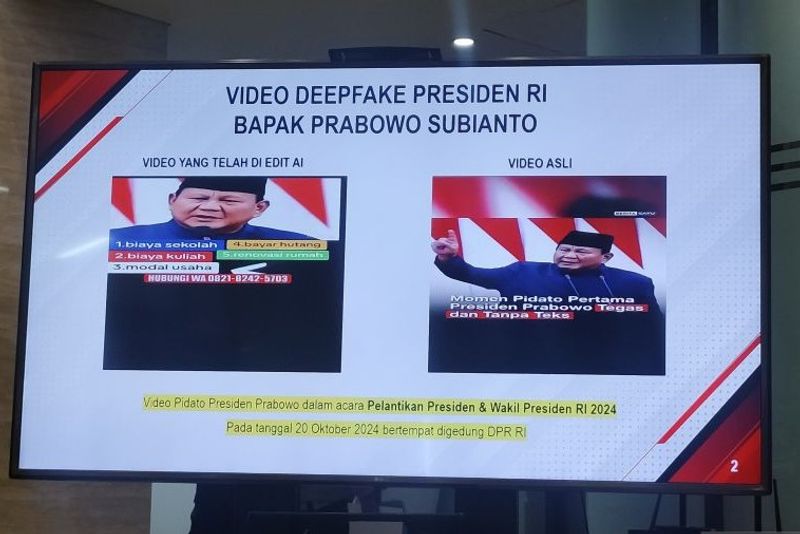 Barang bukti video deepfake yang mencatut wajah Presiden RI Prabowo Subianto 