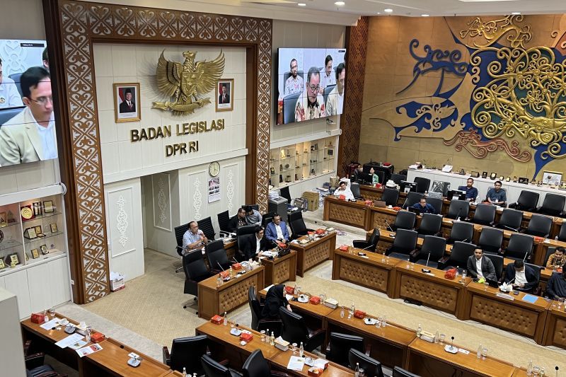 Suasana rapat dengar pendapat umum (RDPU) Badan Legislasi (Baleg) DPR