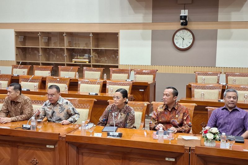 Menteri Keuangan Sri Mulyani Indrawati bersama Wakil Ketua DPR RI Sufmi Dasco Ahmad