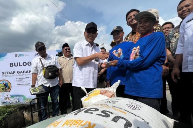 Perum Bulog membeli gabah petani di Desa Sumber
