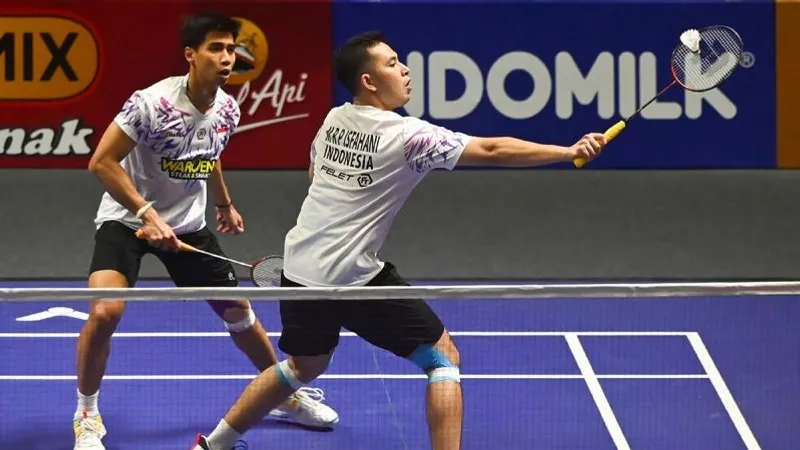 ganda putra Indonesia Reza Pahlevi Isfahani (kanan) dan Sabar Karyaman Gutama