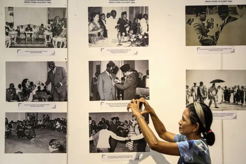 arsip foto Presiden pertama RI Soekarno dalam pameran Arsip Gagasan yang Tercetak 