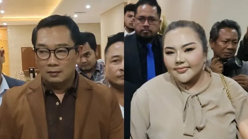 Mantan Gubernur Jawa Barat Ridwan Kamil (kiri) dan Lisa Mariana (kanan)