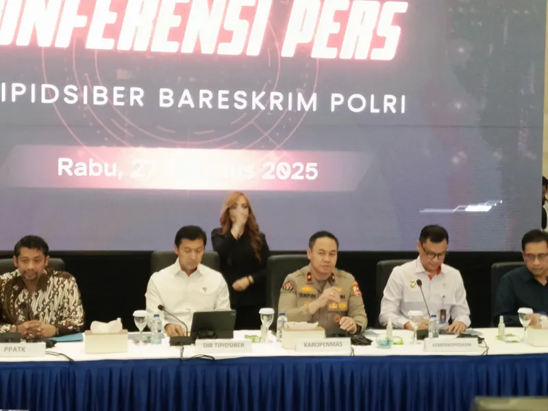 Direktorat Tindak Pidana Siber (Dittipidsiber) Bareskrim Polri konferensi pers judi online