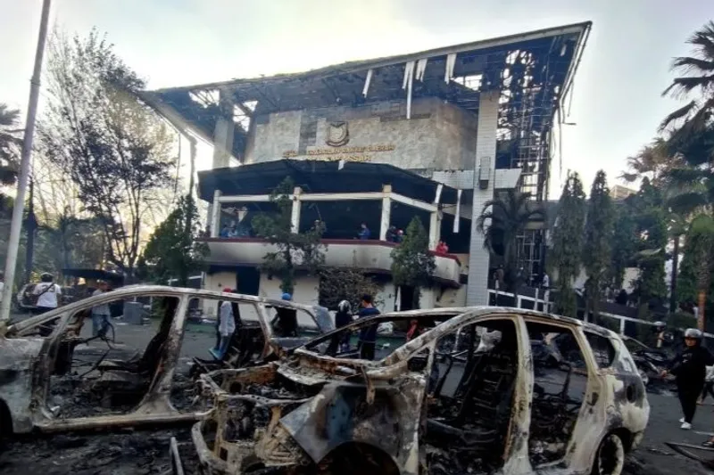 Suasana Kantor DPRD Kota Makasar usai diibakar massa