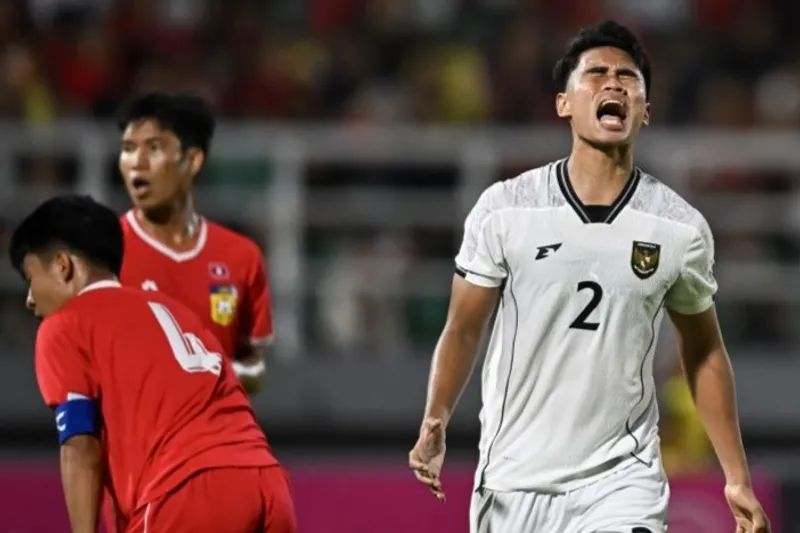 Ekspresi pesepak bola Timnas U-23 Indonesia Muhammad Ferarri 